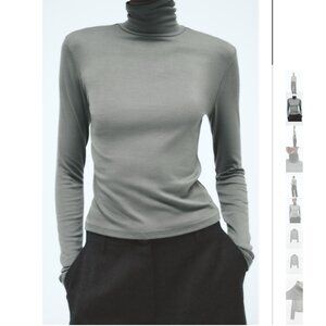 NWT ZARA MOCK NECK SHIRT KHAKI